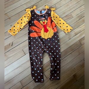 NWT Penelope Plumm Polka dot‎ Turkey Thanksgiving jumpsuit